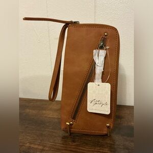 Free People Distressed Vegan Leather Wristlet Wallet